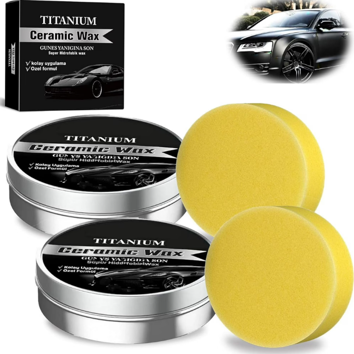 Car Wax Ceramic Coating - مجموعة كريم تلميع وطلاء سيراميك التيتانيوم