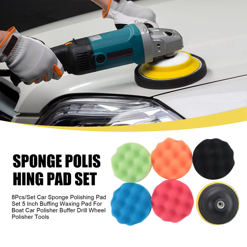 ABJA-8Pcs/المجموعة سيارة الإسف - مراجعة Polish Pad Set Buffer وسعره